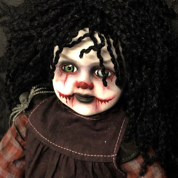 OOAK Creepy Odd 14” Raggedy Annie Clown Gothic Doll Halloween Horror Art Doll - Picture 7 of 10